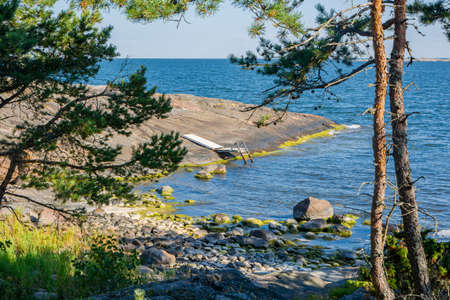 Coastal view of The Island Lokgrund in summer, Kirkkonummi, Finlandの写真素材