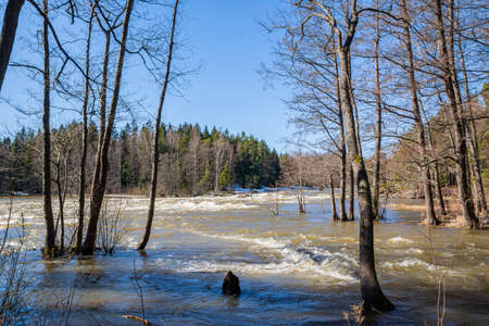 View of The Langinkoski rapids in spring, Kymi river, Kotka, Finlandの写真素材