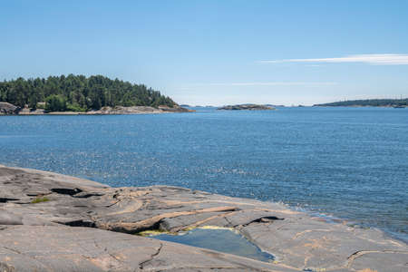 The rocky view of Porkkalanniemi, rocks, stones and Gulf of Finland, Kirkkonummi, Finland