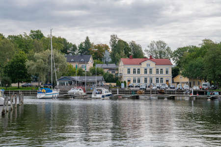 Tammisaari, Finland - August 29, 2021: View to the town and shore from the Guest Harborのeditorial素材