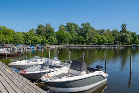 Tammisaari, Finland - July 4, 2021: View of The Sodra viken bay (southern bay) and embankmentのeditorial素材