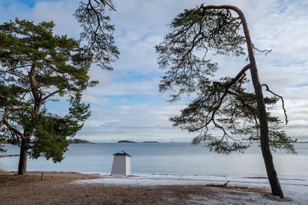 View of the Hanko beach and Gulf of Finland in spring, Hanko, Finlandの写真素材