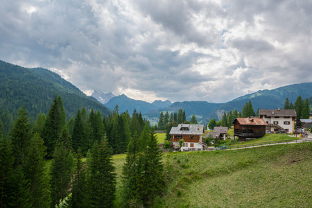 Santa Fosca, Italy - July 9, 2019: View of the village and the Dolomitesのeditorial素材