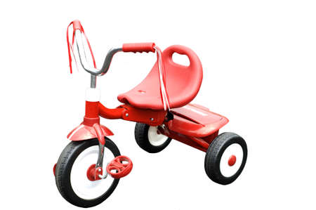 Isolated red tricycle against white backgroundの写真素材