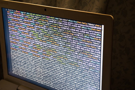 Programming code on computer screenの写真素材