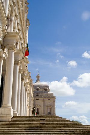 the stairs of a church in portugal and a blue skyの写真素材