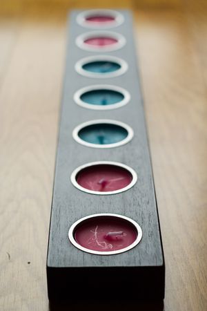 Perspective with the first candle in focusの写真素材