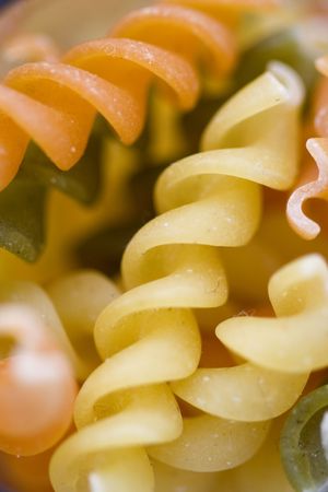 a closeup of fusili pasta for italian food