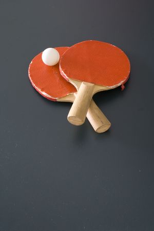 Table, raquets and ball of pingpong sportの写真素材