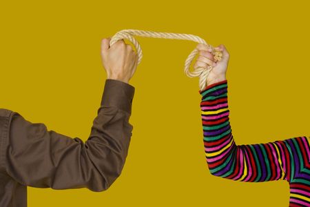 The fighting of a divorce between a man and woman