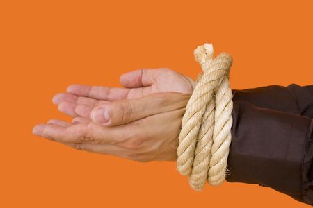 an arrested businessman begging for his life