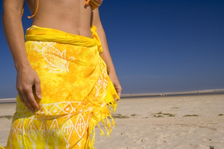 woman at the beach with a Sexy skirtの写真素材