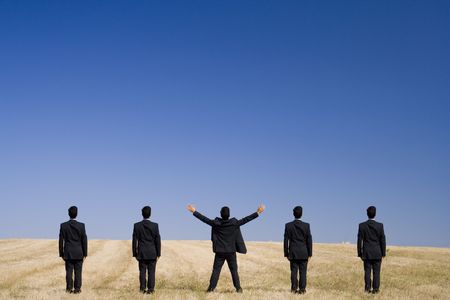 Five experts trying to find a ecological solutionの写真素材