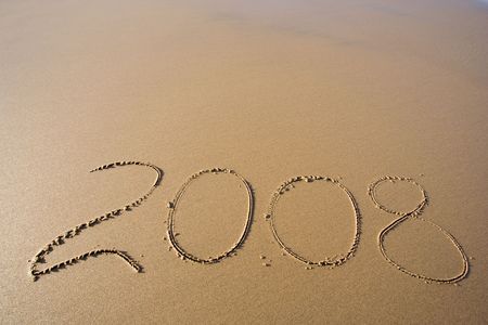 2008 year writed on the sandの写真素材