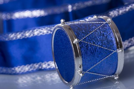 a christmas decorative drum for background (selective focus)の写真素材