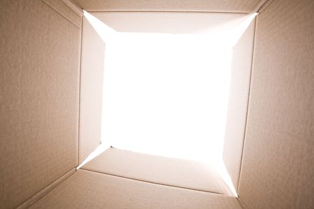 inside view of an empty cardboard box (selective focus)の写真素材