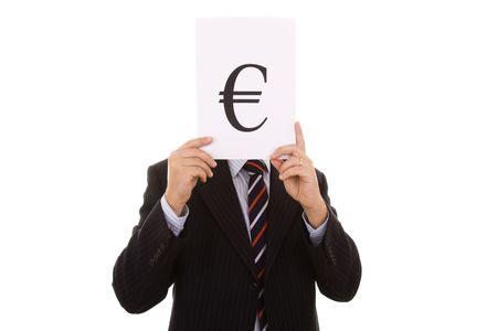 the euro businessman behind the money (selective focus)の写真素材