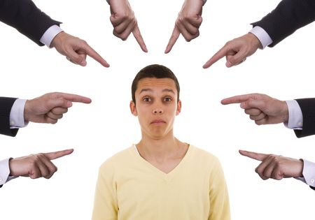 shock expression of a young men (isolated on white)