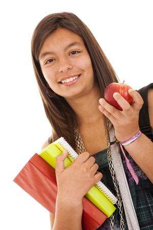 Teenager ready to go back to school (selective focus)の写真素材