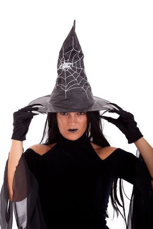 Halloween witch (isolated on white)の写真素材
