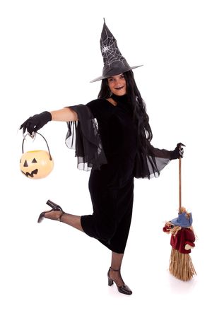 Halloween witch (isolated on white)の写真素材