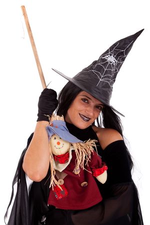 Halloween witch (isolated on white)の写真素材