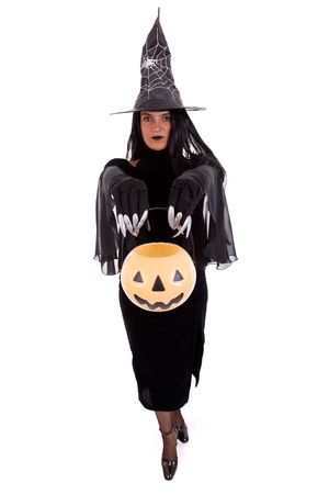 Halloween witch (isolated on white)の写真素材