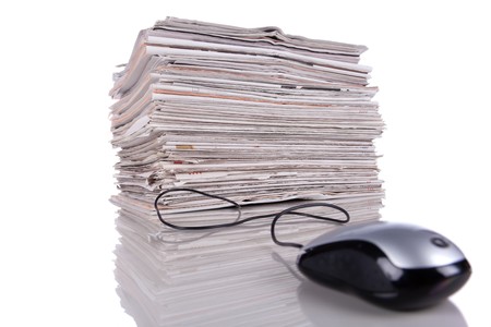 Electronic news in the internet (isolated on white)の写真素材