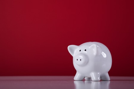 piggy bank with a red backgroundの写真素材