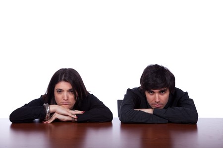 men and woman at the office with relationship problemsの写真素材