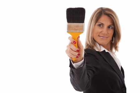 businesswoman writing at the whiteboard (selective focus)の写真素材