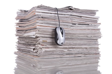 Electronic news in the internet (isolated on white)の写真素材