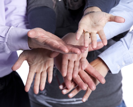 Group of hands together, teamwork concept (selective focus)の写真素材