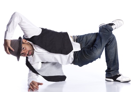 Hip hop dancer showing some movements (isolated on white) Hip hop dancer showing some movements (isolated on white)