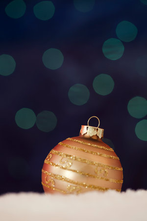 gold christmas ornament background (selective focus)の写真素材
