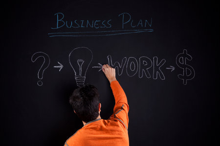 Businessman with a strategy plan to be successful in his businessの写真素材