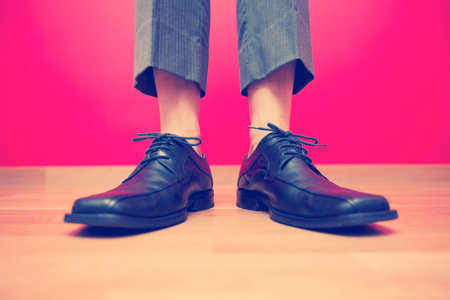 Businessman shoes without socksの写真素材