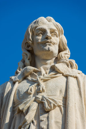 DREUX, FRANCE - SEPTEMBER 20, 2020: Statue of Jean de Rotrou, 17th century French playwright and poet who died from the plague in 1650 in Dreux, Franceのeditorial素材