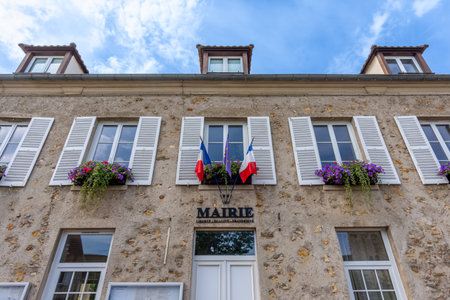 Exterior view of the town hall of Les Loges-en-Josas, France, a village located southwest of Paris, in the French department of Yvelinesのeditorial素材