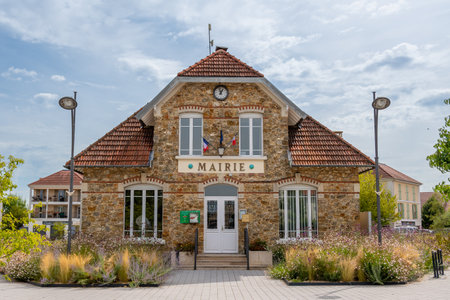 Exterior view of the city hall of Toussus-le-Noble, France, a town located southwest of Paris, in the French department of Yvelinesのeditorial素材