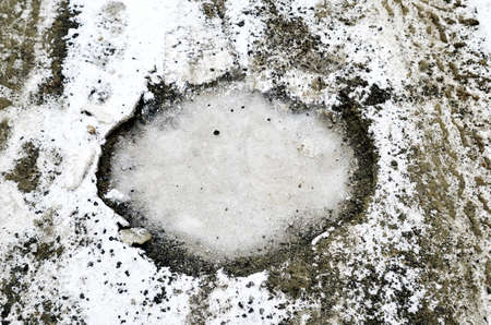 frozen puddleの写真素材