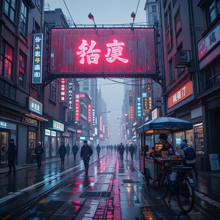 Unidentified people walking on street in Hong Kong. Hong Kong is the most populous city in the world.の素材
