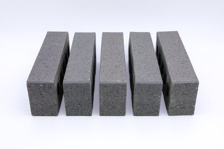 concrete blocks on a white background, close-up of photoの写真素材