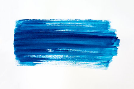 Abstract blue watercolor brush strokes on white background. Texture paper.の写真素材