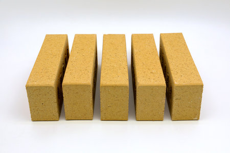 Bricks isolated on a white background. Selective focus.の写真素材