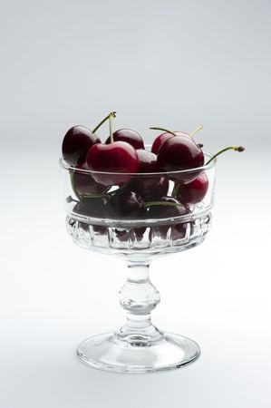 Fresh Cherries In A Dessert Dishの写真素材