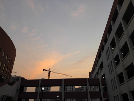Academic Building at sunset glowのeditorial素材