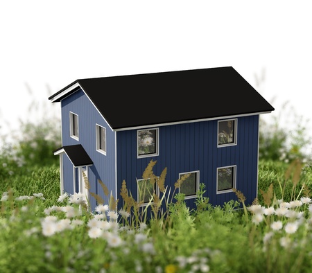 House in the lawnの写真素材