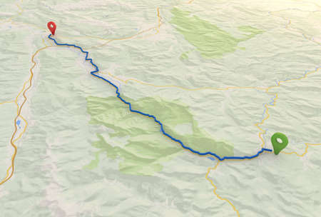 city map with Pin Pointers 3d rendering image