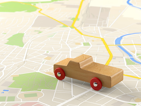 toy car on a city mapの写真素材